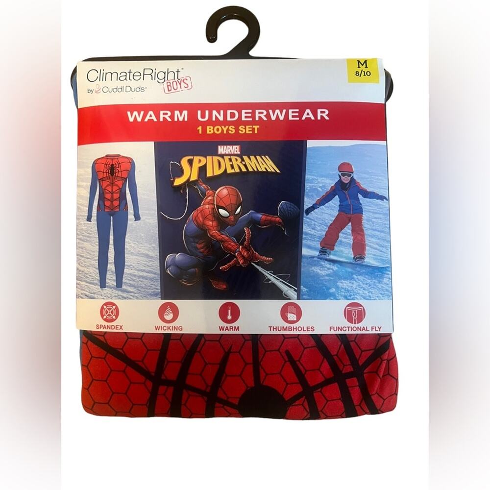 Spider-Man Marvel Insulating Warm Underwear Boys Set SZ M 8/10
